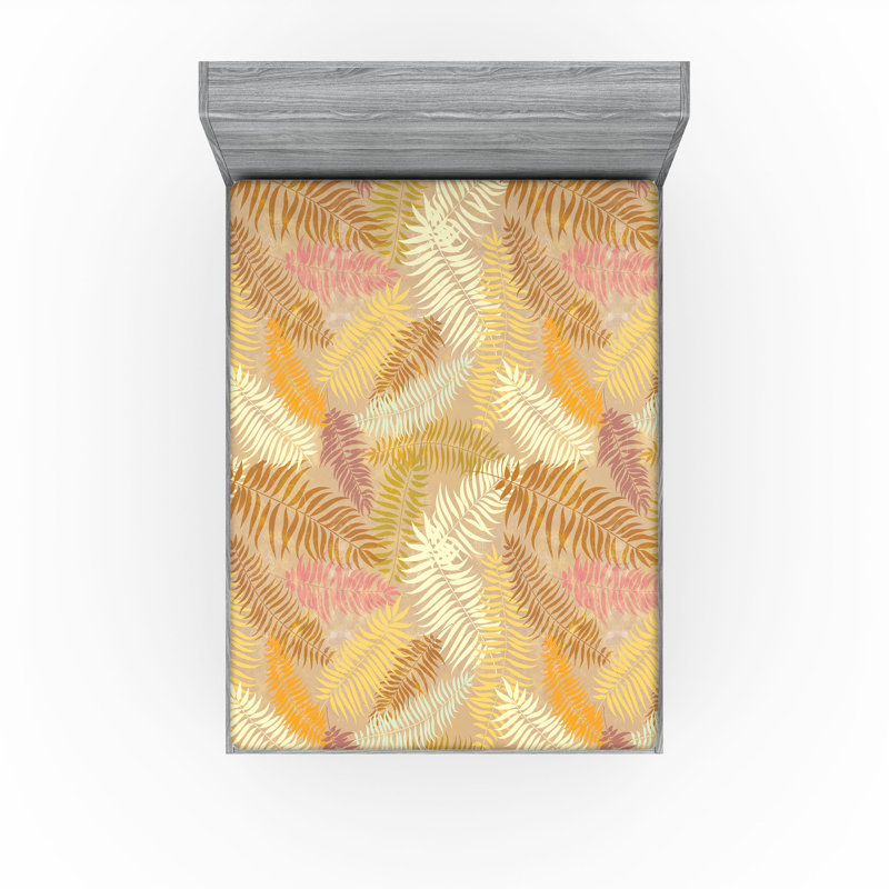 Drap-housse Ambesonne, Rose pastel, moutarde / floral, Drap-housse de taille très grand