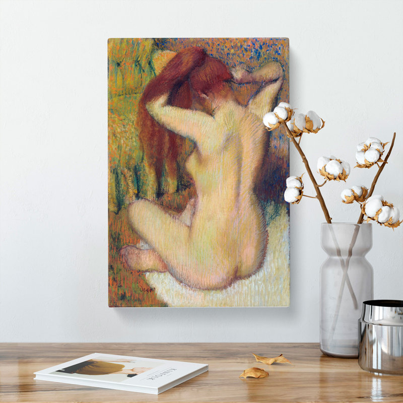 Woman Combing Her Hair by Edgar Degas - Wrapped Canvas Painting, 50cm H x 35cm W x 3cm D