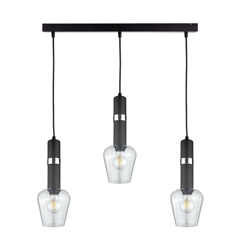 Marcell 3 - Light Kitchen Island Pendant, Black/Silver