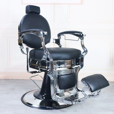 Flat-style back & seat Barber chair with sliver metal frame A601
