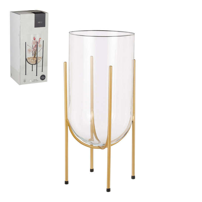 Glass Table Vase, 15.75" H x 9" W x 9" D, Gold