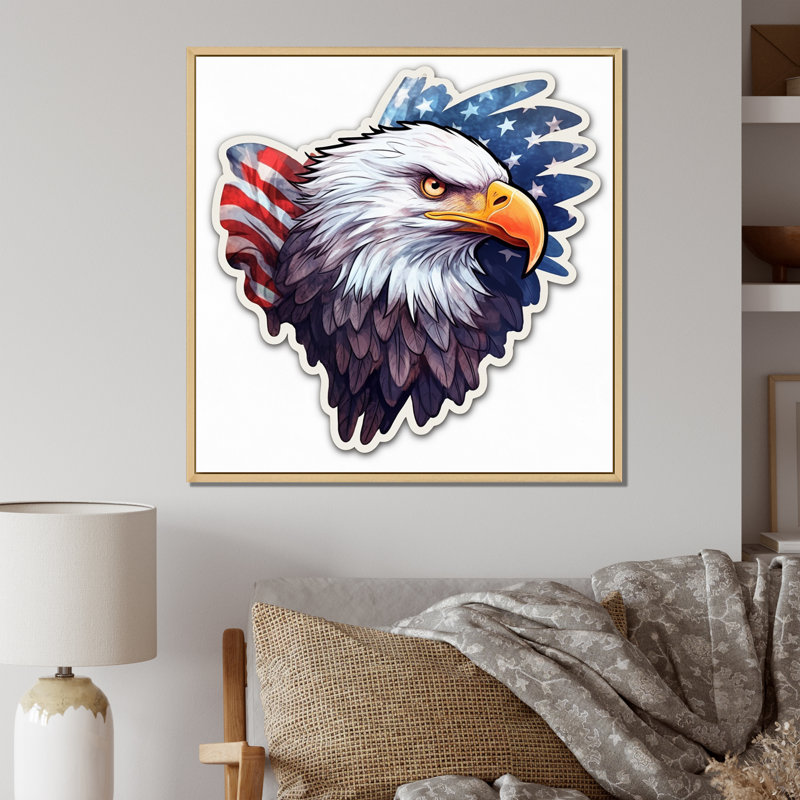 American Bald Eagle - Reproduction d'art sur toile, H 36 po x l 36 po x P 1,5 po, Cadre naturel flottant