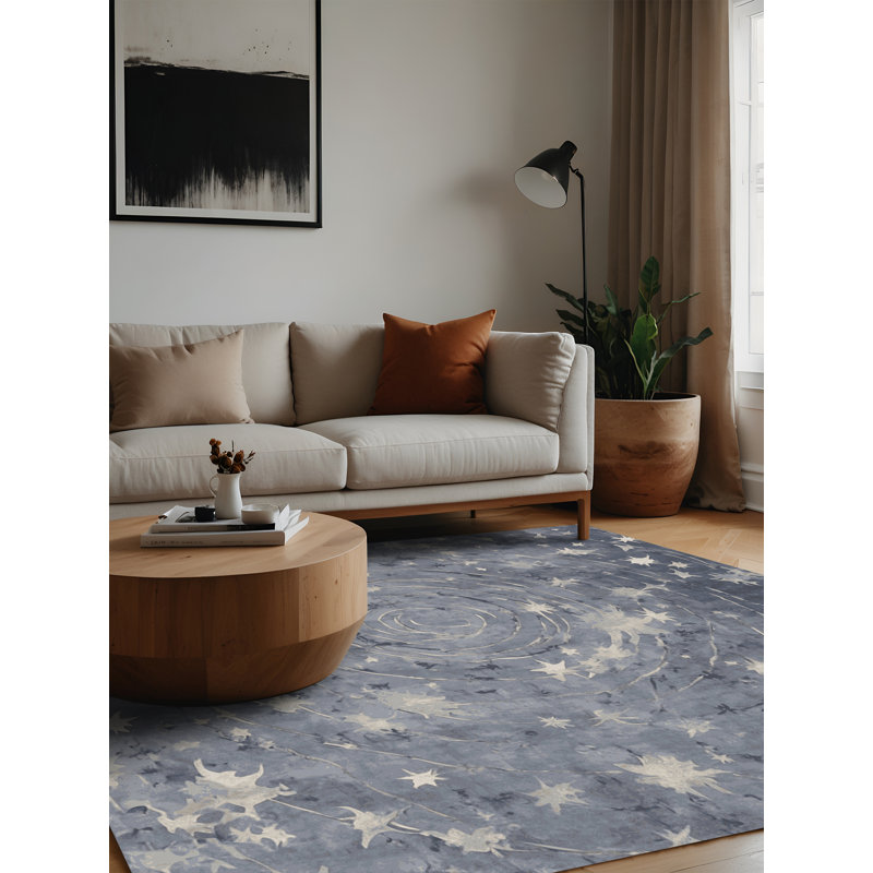 Machine Washable Gray Area Rug, Square 5'