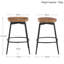 Lennon 63.5cm Swivel Counter Stools Solid Wood Saddle Seat with Steel Frame and Footrest-2097317861
