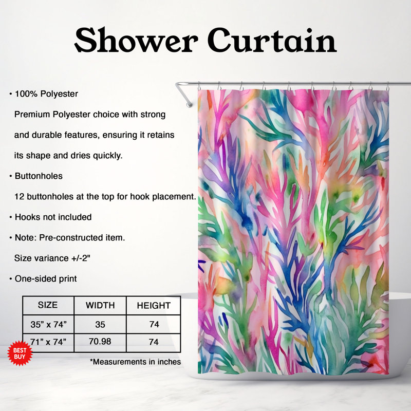 Motifs d'art abstrait - Rideau de douche standard 1 pièce, H 74 po x l 71 po