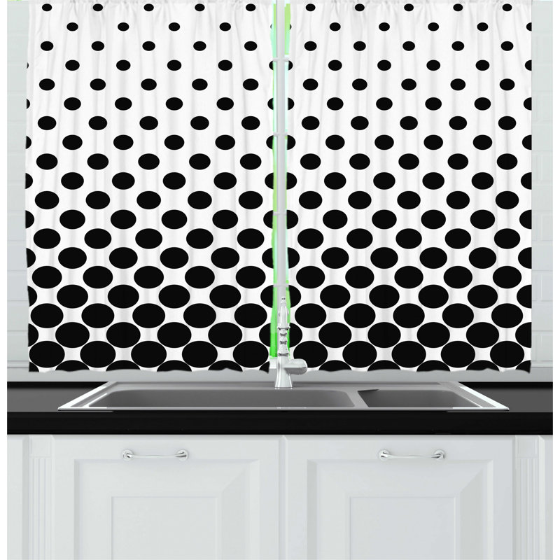 Polka Dots Pointed Kitchen Curtain