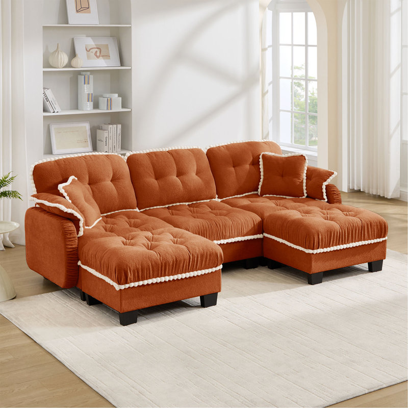 Canapé Chenille Cloud, Orange Chenille, L 100,7 po