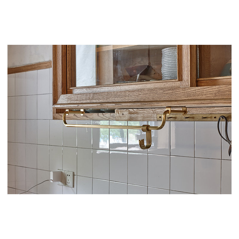 Rustic Solid Brass Kitchen Utensil Rail