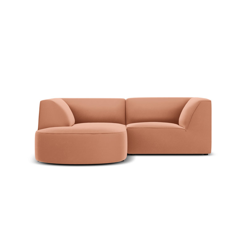 Adoraim 3 Seater Velvet Corner Sofa , Pink, Left Hand Facing