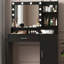 Bureau de coiffeuse avec miroir et lumière, grand tiroir, commode de rangement à trois niveaux, 3 modes d'éclairage à luminosité réglable, coiffeuse de chambre à coucher-1059977348
