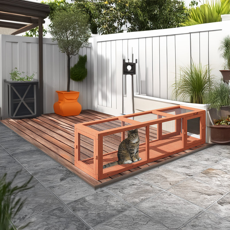 Tunnel d'extérieur pour chat avec design extensible, Orange