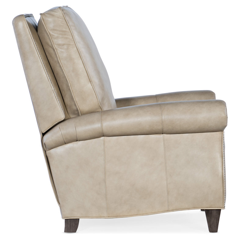 Reddish Recliner, Mahogany, No Nailhead, Anilina Hunter Genuine Leather