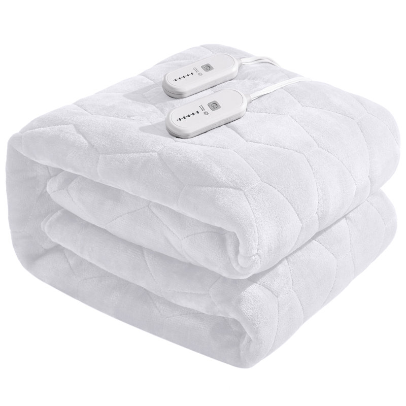 Fedeli Antimicrobial Flannel Heated Mattress Pad, Queen, White