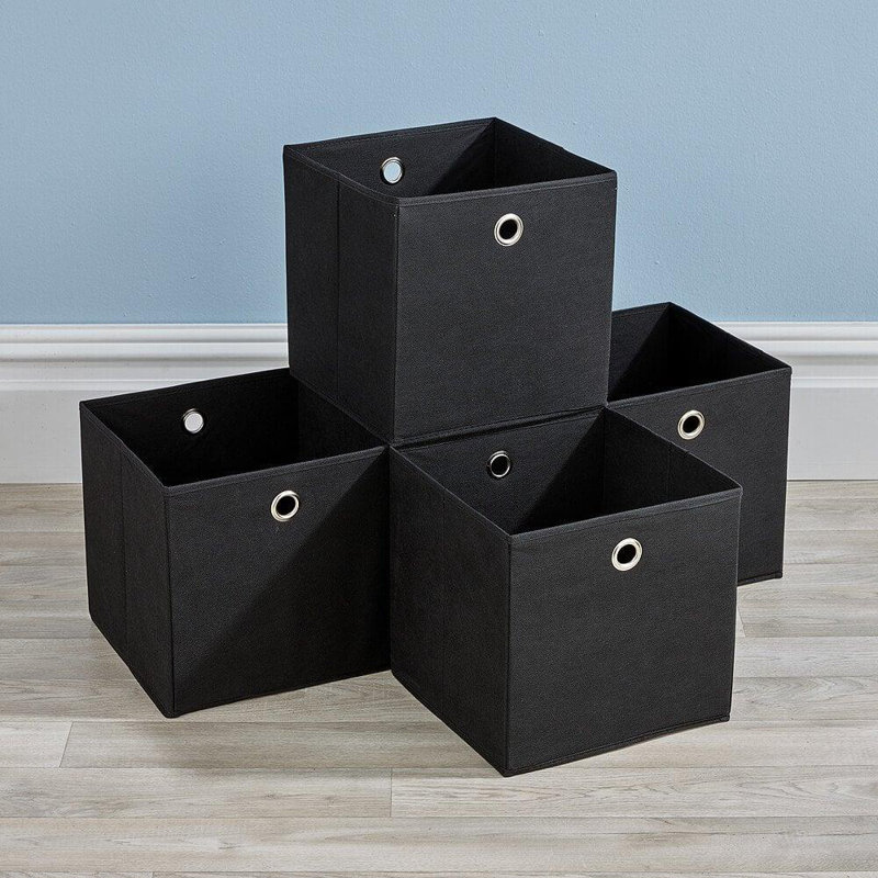 Fabric Storage Cube Organiser Box, Black
