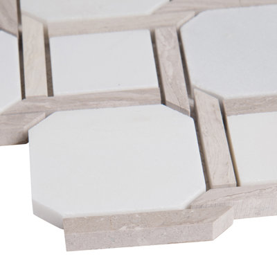 Chateau Lace Geometric 12 in. x 12 in. Polished Marble Mosaic Floor and Wall Tile