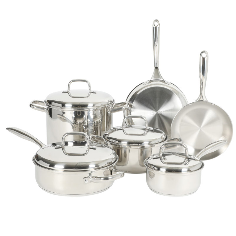 Ensemble de casseroles et poêles empilables en acier inoxydable Oster Platinum