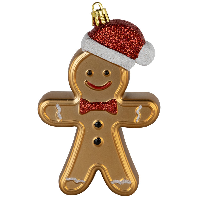 Ornements de Noël incassables en forme de pain d'épice avec chapeau de père Noël - 5 po - 18 carats