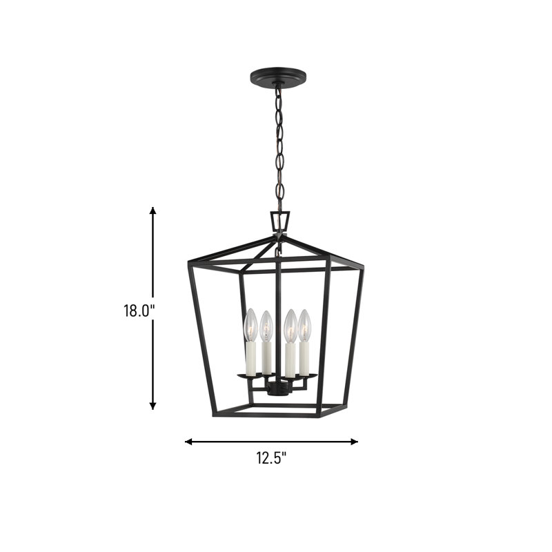 Dianna 4 - Light Chandelier, No , 18"H x 12.5"W x 12.5"D, Matte Black