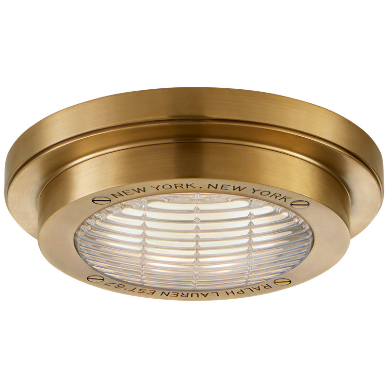 Ralph Lauren Grant 1 - Light Flush Mount, Natural Brass, 1.5" H x 4.5" W x 4.5" D