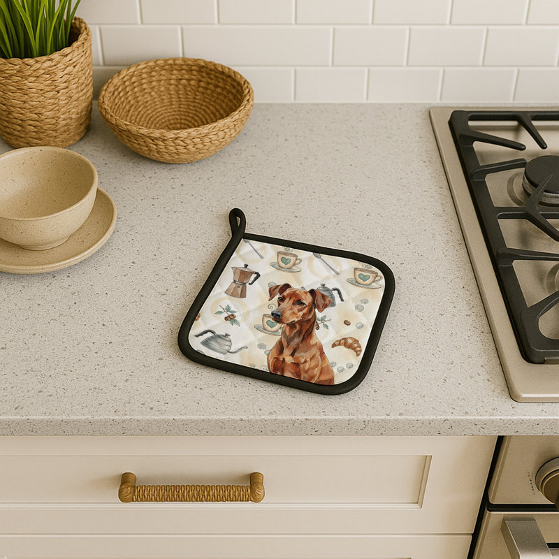 Paire de porte-cafetières rouge allemand Pinscher