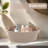 Small Woven Rope Storage Basket With Handles & Ribbon Bag Oatmeal