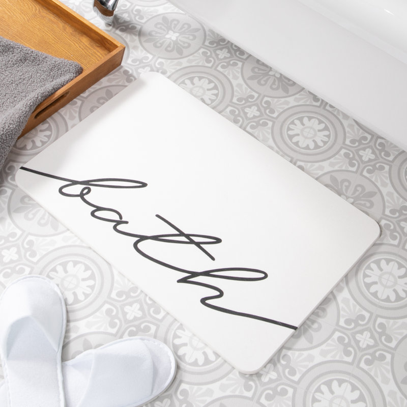 Non-Slip Bath Mat, White/Black