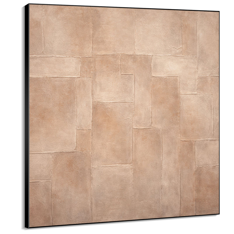 Très grand art mural imprimé sur tissu - Blocs abstraits neutres brun clair, décoration de salon moderne - «Assemblage requis du cadre (cadre non fini)»