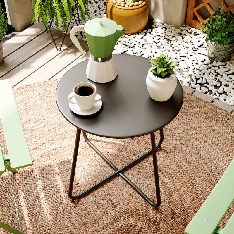 17" Metal Side Table, BLACK