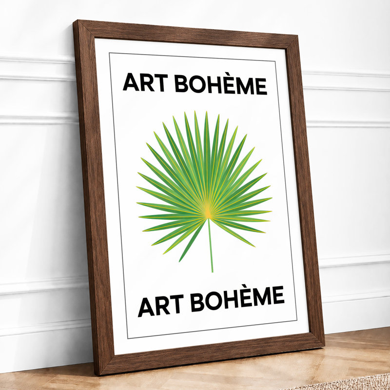 Bohème Palm Leaf Botanical - Framed Print, A4 - 29.7 x 21.0 cm, Walnut