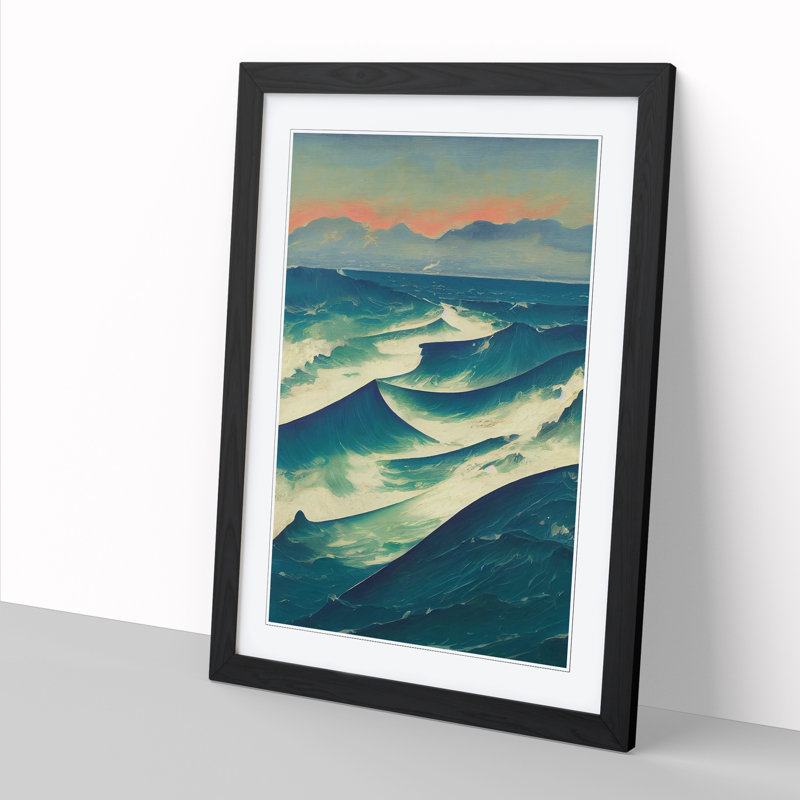 Seascape Ocean Vol.1 - Single Picture Frame Painting, 64cm H x 46cm W x 2cm D, Oak