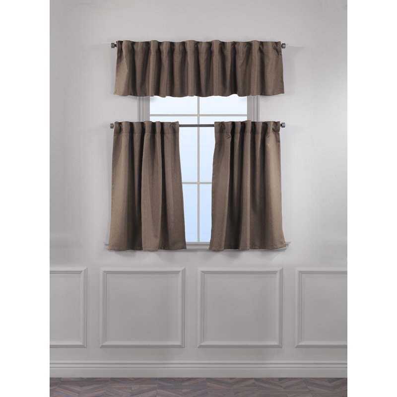 Decorative Kitchen Curtain And Valance,Caffe Curtains And Valance Set, Kitchen Curtains, 24" W x 30" L, Cappuchino
