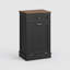 Meuble de poubelle basculant de style champêtre avec tiroir de rangement, en bois, d'une capacité de 38 litres (10 gallons), idéal pour la cuisine et la buanderie - Noir/Une porte-106451146-136026422
