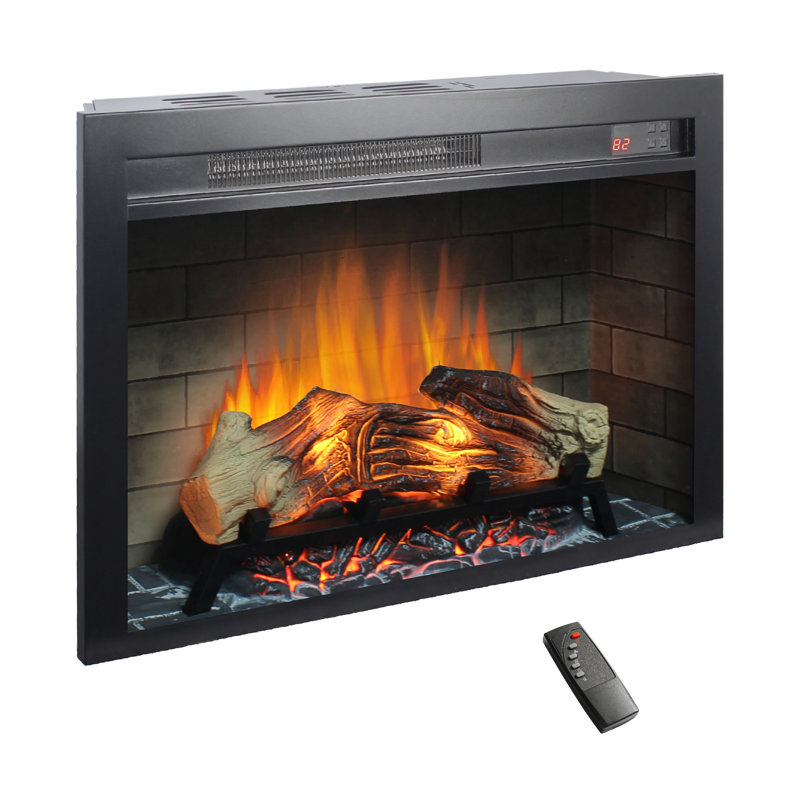 Electric Fireplace Insert with Multicolored Flames and Adjustable Brightness for Year-Round Use