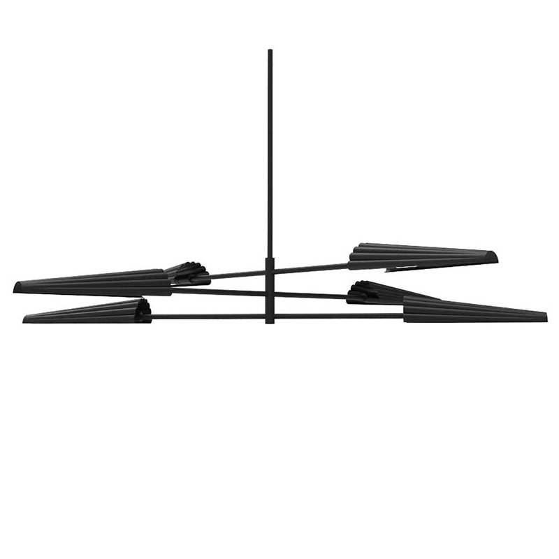Lustre linéaire moderne à 6 lumières Hazera, Noir mat, Noir mat