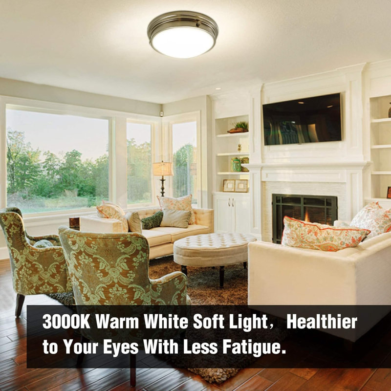 Glass LED Flush Mount, Silver, 4" H x 12" W x 12" D
