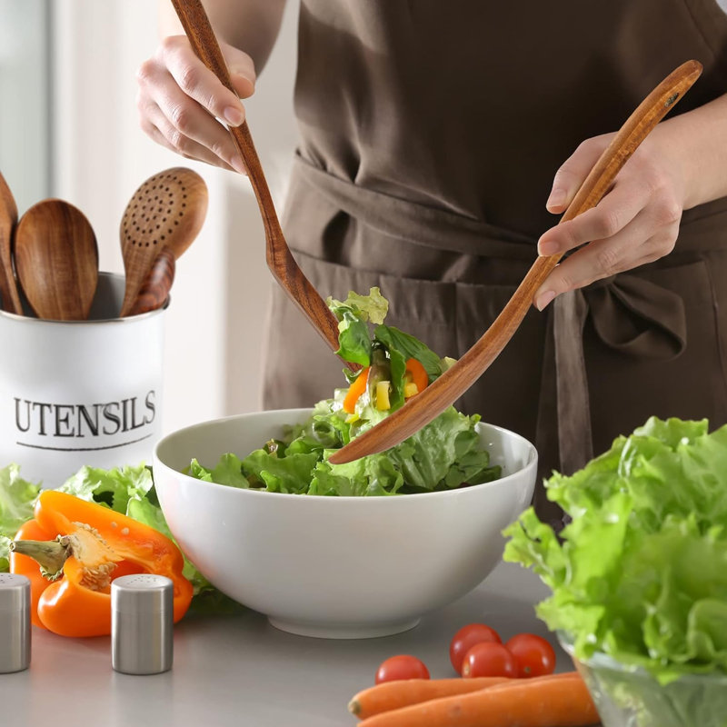 Ensemble de 10 ustensiles de cuisine, ensemble d'ustensiles de cuisine en bois, résistant à la chaleur antiadhésif, respectueux de l'environnement