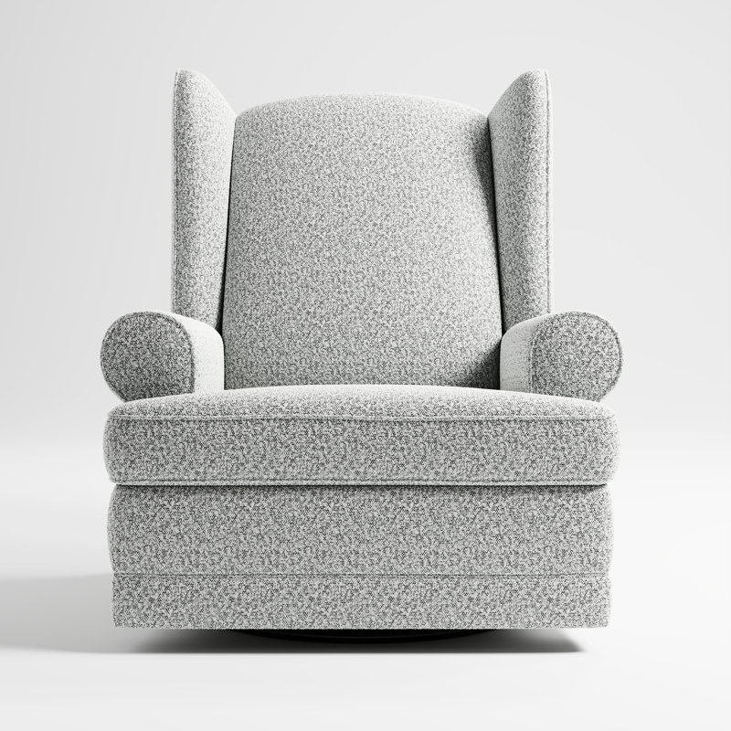 Salt and Pepper Boucle Swivel Recliner with USB Port