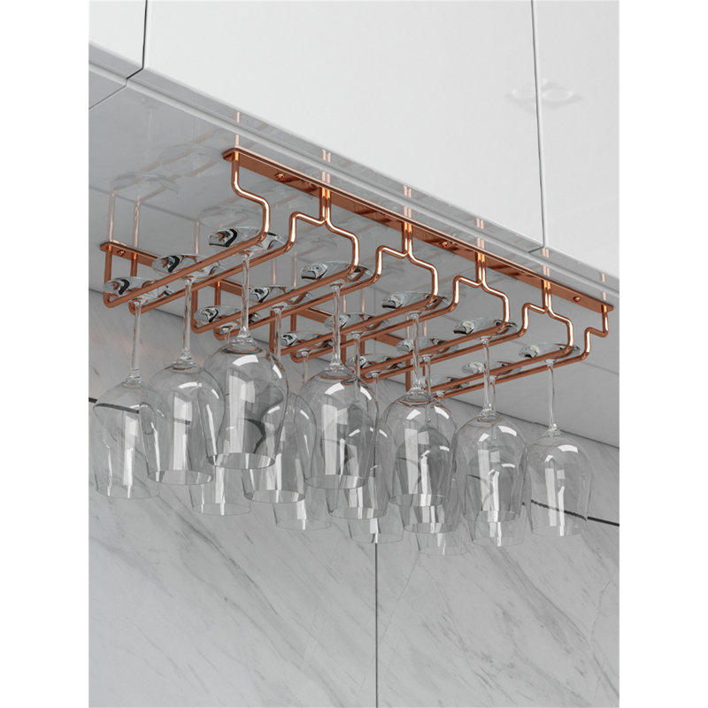 Support à verres à vin suspendu à l'envers Rose Gold, H 2,36 po x l 21,85 po x P 7,08 po