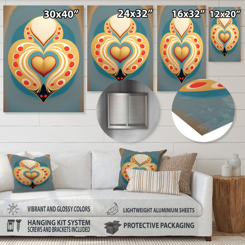 Décoration murale cœur brillant, H 40 po x l 30 po x P 1 po