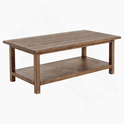 Distressed Brown Wood Coffee Table With Shelf