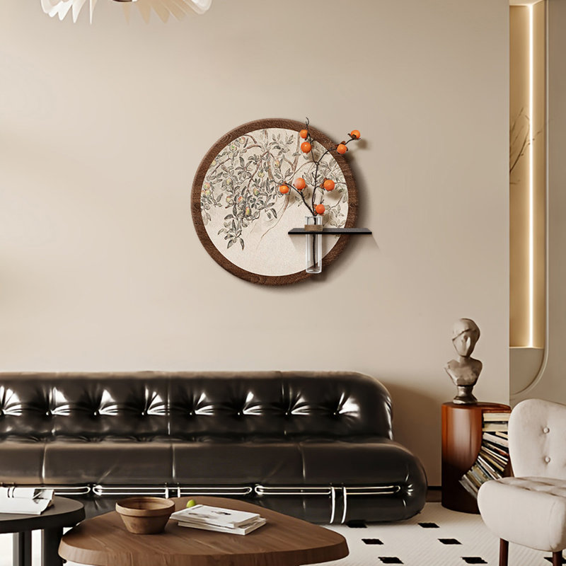 Café rond, art mural grès, H 31,5 po x l 33,07 po