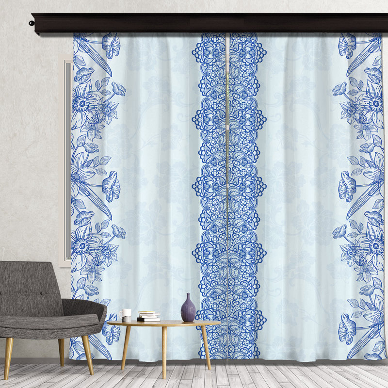 Rideau en polyester Bryan, Bleu clair / bleu
