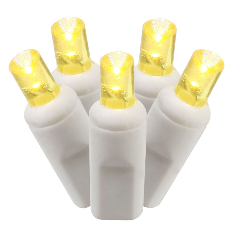 100Lt LED Single Mold Wide Angle LED Christmas light set 6"Sp 50'L, Yellow