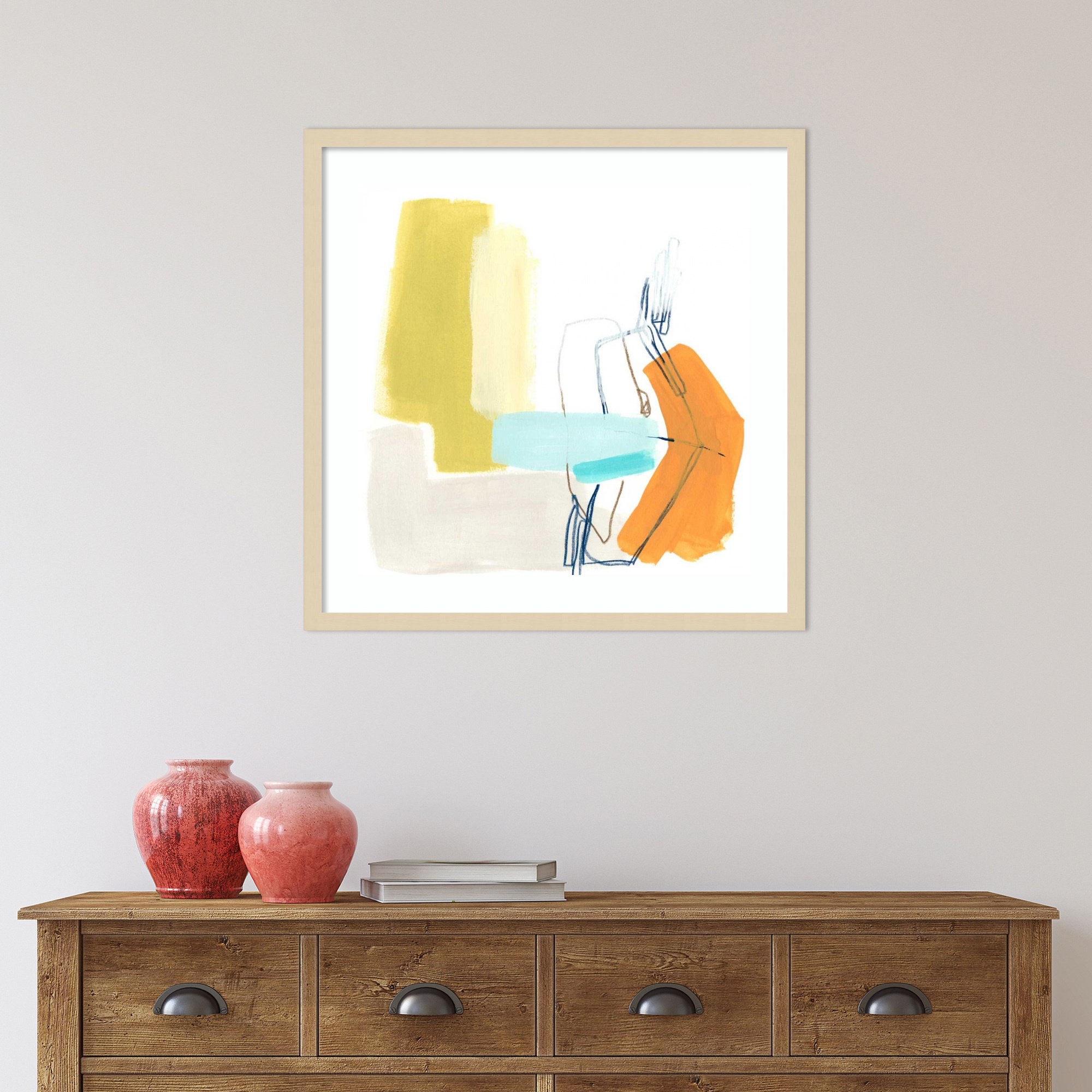 Adagio IV by June Erica Vess, 25.38" H x 25.38" W x 0.88" D, White Framed Paper