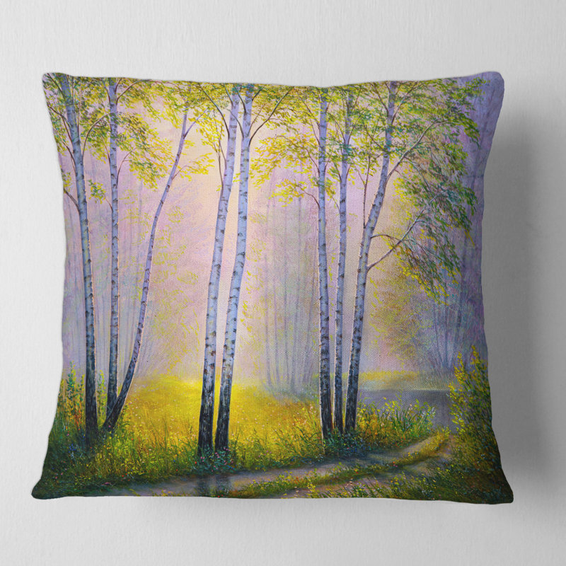 Housse de coussin et insert carré Morning Sunlight Through the Birches I, 16" x 16"