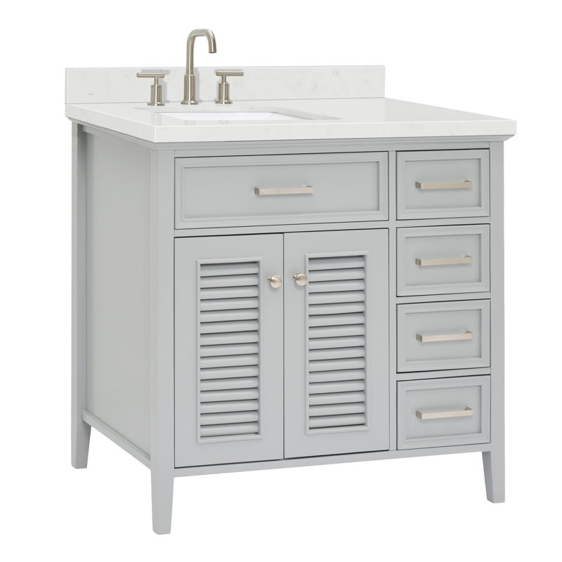 Kensington 43'' W Single Vanity, White, 36.25", White Carrara Quartz