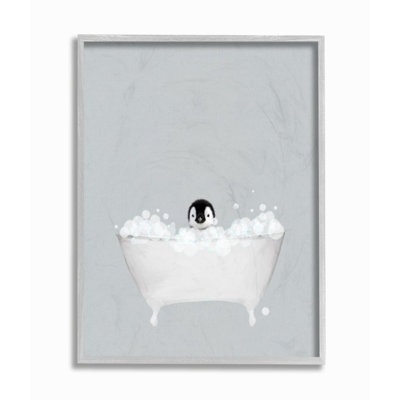 «Penguin Blue Bath Cute Animal Design» par Leah Straatsma - impression d'art graphique