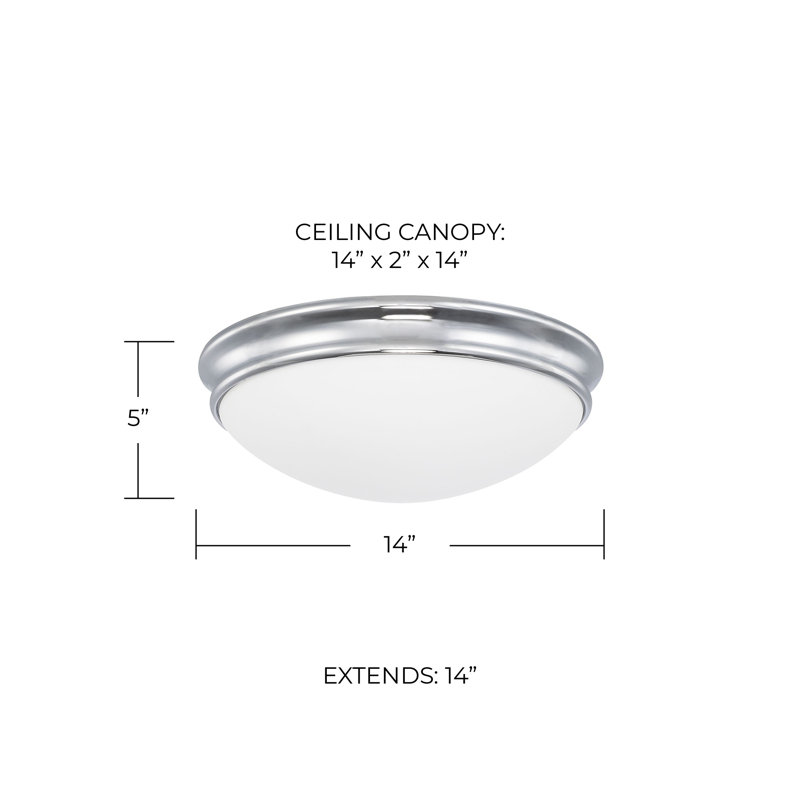 Plafonnier encastré 3 lumières 14 po Bruton, Chrome
