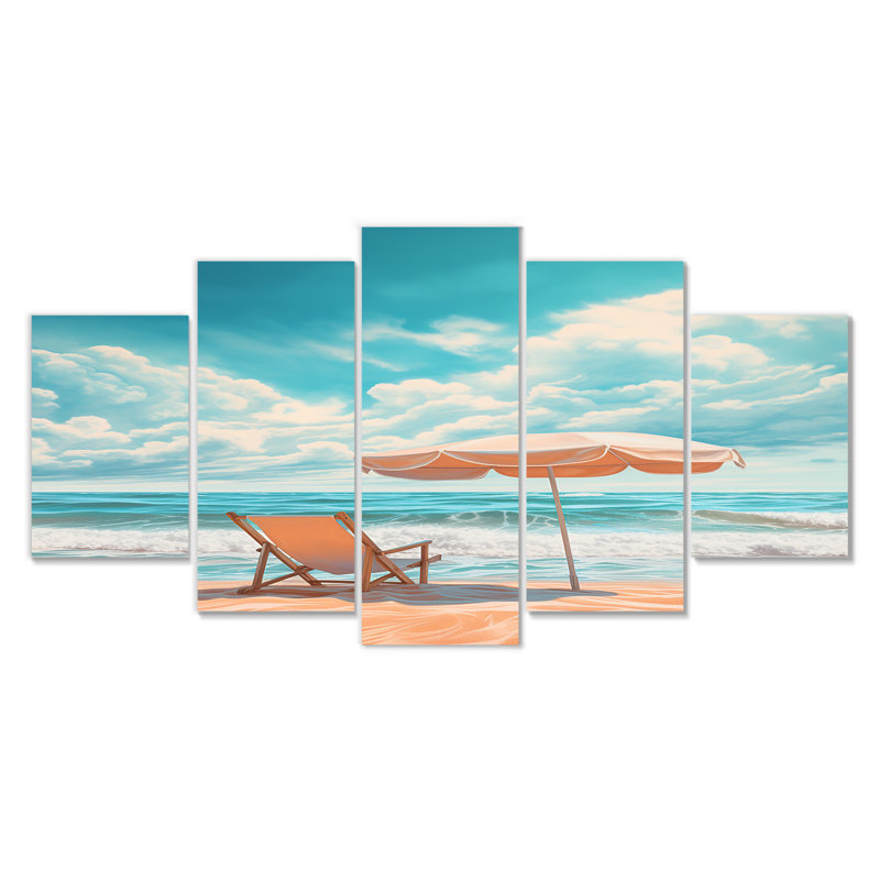 Rhoden - 5 pièces de décoration murale plage, 32" H x 60" W