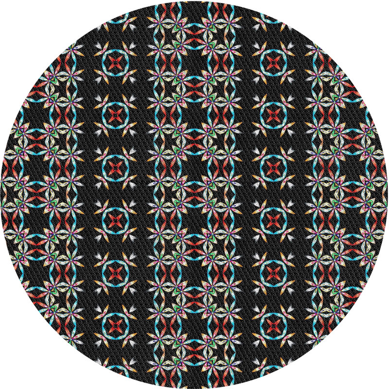 Tapis gris/noir tissé à la machine, Rond 4 pi